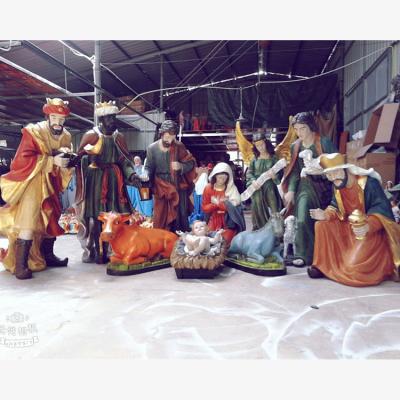 China Wholesale Custom Home Decoration Polyresin Family Statue Christmas Crib Catholic Religious Holy Crib Set Europe for sale