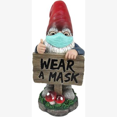 China Custom Europe Decor Outdoor Home Decoration Funny Masked Resin Garden Gnome Statue for sale