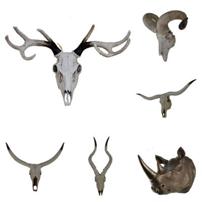 China Custom Home Sculpture Resin Europe Decorative 3d Animal Head Wall Hanging Decorative Life Size Animal Head Decor for sale