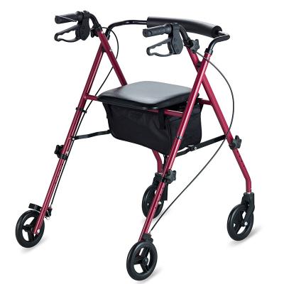 China 4 Wheel Rollator 4 Wheel Rollator Red Folding Aluminum Frame, GetGo Rollator Walker With Padded Seat With 8