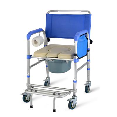 China Mobility & Detachable Accessibility Mobility Commode Wheelchair Toilet Chair Shower Bucket and Shower Accessibility with 4 Waterproof Casters for sale