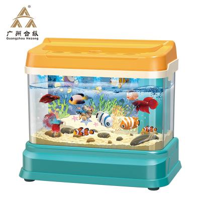 China 2021 New Plastic Pretend Play Fishing Toys Simulation Aquarium Interaction Toys Magnetic Fish Tank Toy For Kids for sale