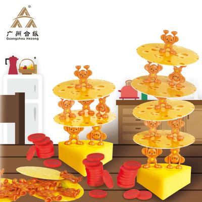 China Educational Interactive Cake Cheese Stack Mouse Puzzle Family Toy Fun Desktop Plastic Stacking Balancing Toys For Children for sale