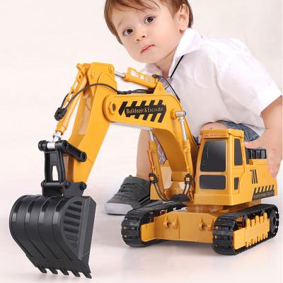 China 1:14 2.4G New Toy Large Size RC Excavator Kids Hobby Fun RC Trucks Full Functional Remote Control Tractor Toy Car for sale