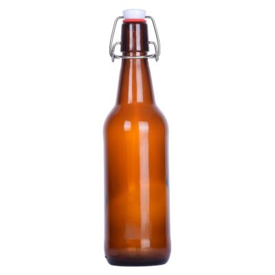 China Custom Beverage Swing Top Bottle For Beer 330ML 500ML 750ML 1000ML Amber Beer Soda Swing Top Glass Bottle With Lid for sale