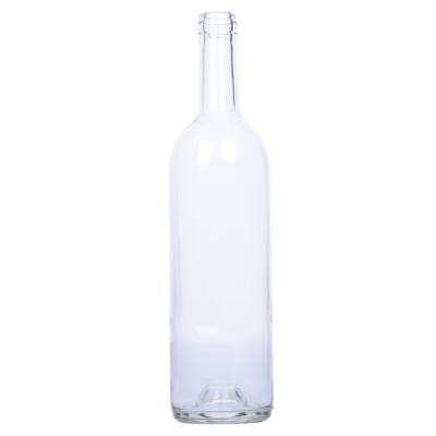 China Wholesale Clear Transparent 750ml Glass Flint Round Bordeaux Fruit Wine Beverage Bottle For Liquor Beverage for sale