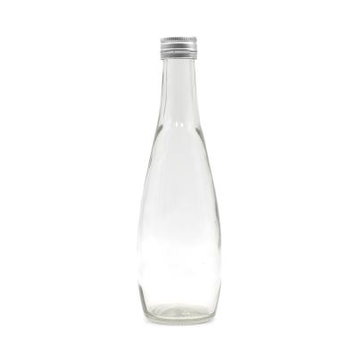 China Eco-friendly 330ML Flint Empty Mineral Water Bottle Recyclable High Quality Glass With Lid for sale