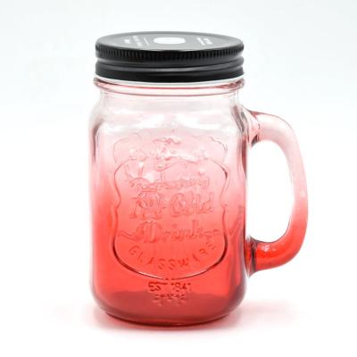 China Wholesale 16OZ Drinking Glasses Logo Printed Color Freshness Preserving Mason Jars With Lid for sale