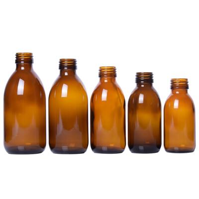 China Medicine 150ML 200ML 250ML 300ML 500ML Amber Glass Bottles for pharmaceutical syrup DIN pp 28mm glass bottle Amber Glass Syrup Bottles for sale