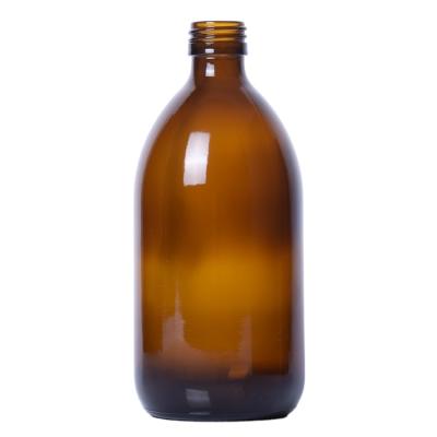 China Medicine 500ML Amber Empty Glass Maple Syrup Bottle Amber Pharmaceutical Glass Amber Bottles With Screw Cover for sale