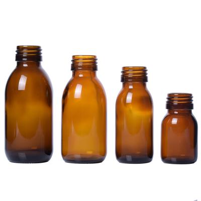 China Oral Medicine Amber Pharmaceutical Glass Bottles Medicine Syrup 30ML 60ML 100ML 125ML for sale