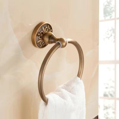 China Modern Bath Towel Ring Bathroom Hardware Set Towel Rack Brushed Retro Color Round Ring Towel Rack for sale