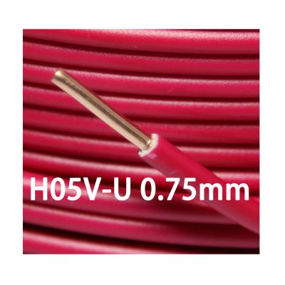 China High Strength Copper Wire Cable H05V-U 0.75mm 300/500V PVC Insulated Single Core Certified Cable Building Wire en venta