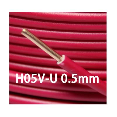 China Power And Control Cable H05V-U 300/500V 0.5mm PVC Insulated Materials Class1 Copper House Wiring Single Core Power Cable Solid Core Power Cable for sale