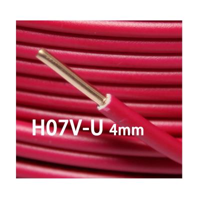 China High Strength Power Cable PVC Insulated Solid Core H07V-U 4mm Electrical Cable Single Core Copper Cable à venda