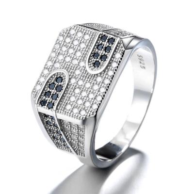 China Yaeno 2021 Luxury Chunky Ring in Turkish Style Men Ring Real 925 Silver With CZ Micro Pave for sale