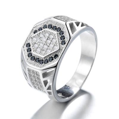 China Yaeno 2021 Luxury 925 Silver Arabic Men Ring CZ Micro Pave Chunky Turkish Ring For Men for sale