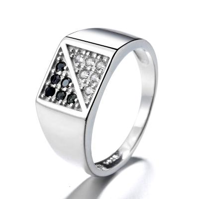 China FASHIONABLE Black Zircon Custom Silver Jolly 925 Sterling Silver Ring for sale