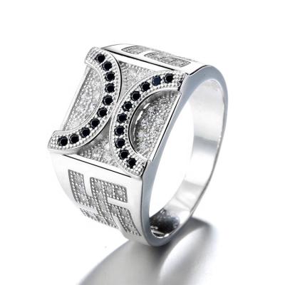 China Yaeno Luxury Factory Dubai Wholesale Men Rings 925 Pure Silver With CC Design Rings Jewelry for sale