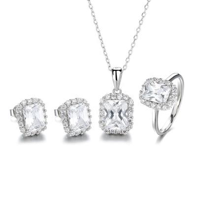 China Yaeno FASHIONABLE Luxury Jewelry Set Full In Pure 925 Silver Square Shape Gemstone Jewelry Set For Women for sale