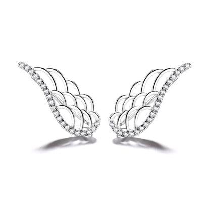 China Solid Silver Casual/Sporty Wing Earrings Climber Earrings in Angel Wings Design Ear Jewelry for Engagement for sale