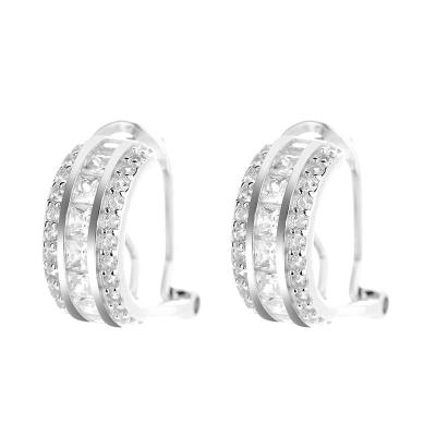 China Stylish Fashion 925 Sterling Silver Clip Earrings With Diamond Sleeves for sale