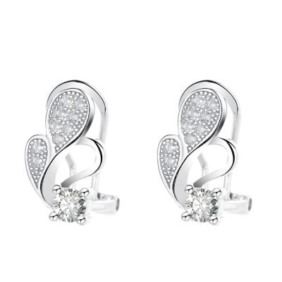 China Unique Yaeno Silver 925 CZ Pave Earrings Ear Clip In Peacock Pride Design Jewelry For Women for sale