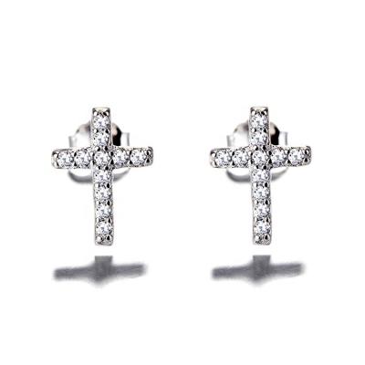 China 925 Sterling Silver Simple Elegant Zircon Stud Earrings for sale