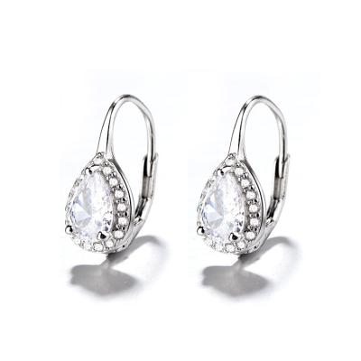 China Real 925 Silver Stone Romantic Yaeno Water Drop Shape Ear Jewelry Clips For Girls for sale