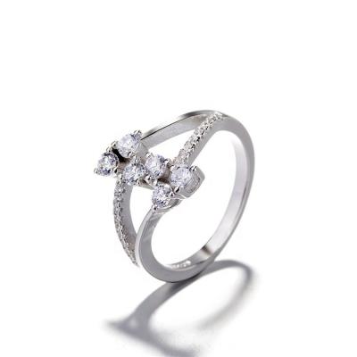 China Hot Selling Trendy Hot Selling Charm Fashion Ring 925 Sterling Silver Female Zircon Jewelry for sale