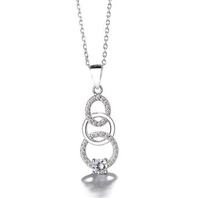 China FASHIONABLE S925 silver female fashion temperament diamond simple three-ring necklace for sale