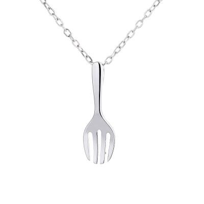 China Romantic Creativity 925 Sterling Silver Women Fashion Jewelry Gold Plated Mini Fork Pendant Necklace for sale