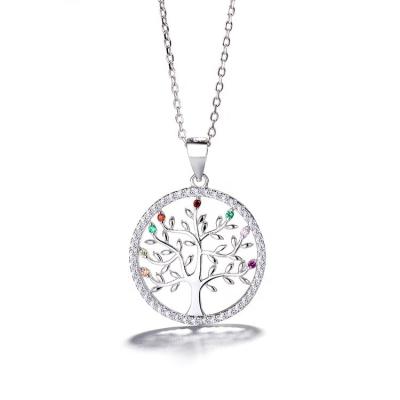 China Real 925 Trendy Trendy Lush Silver Tree Of Life Charm Pendant With Necklace Jewelry For Women for sale