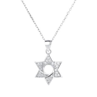 China FASHIONABLE Simple Sterling Silver Diamond Pentagon Pendant Necklace for sale