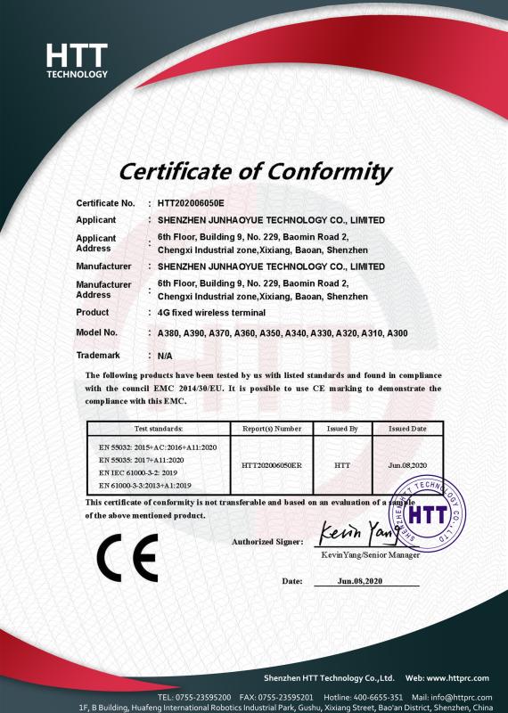 CE - Shenzhen Junhaoyue Technology Co., Ltd.