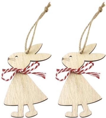 China Lovely Bunny Rabbit Wooden Pendant Easter Decorations Making Crafts Toys Gifts Eco-Friendly Decoration Wooden Home Pendant for sale