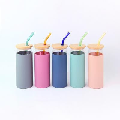 China Factory Wholesale OEM Heat Resistant Glass Mug With Straw Drinks Glass Mug With Straw Glass Water Bottle With Straw for sale