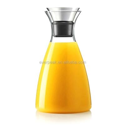 China Viable Glass Water Pitcher With Heat Resistant Glass Pitcher Jug Cold Water Lid Glass Carafe No Drip Coffee for sale