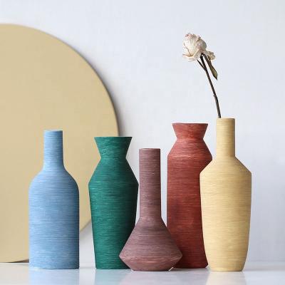 China Wholesale Colorful Ceramic Vase Custom Made Nordic Style Minimalist OEM Factory Hign Creative Gift For Home Decoration for sale