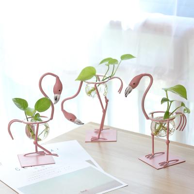 China 150 Degree Glass Table Vase Glass Table Hanging Hydroponics Plant Vase Flamingo Decorative Glass Flower Pots Instant Temperature Difference for sale