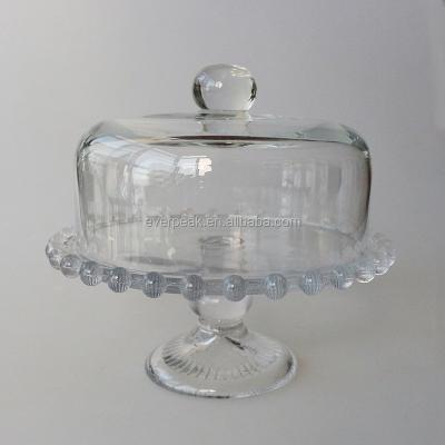 China China hot sale glass dome cake with stand glass dome food cover glass cake cover for sale