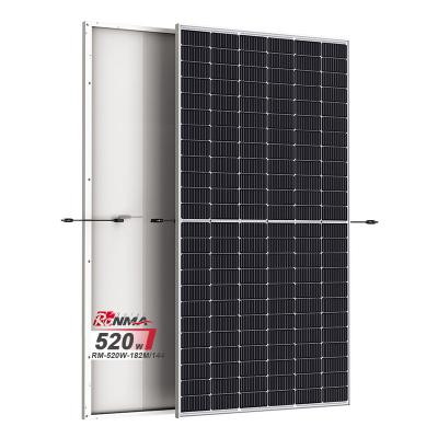 China Export Globally BIS / TUV Certificated Mono Facial Ronma 520W 182mmx182mm Solar Panels for sale