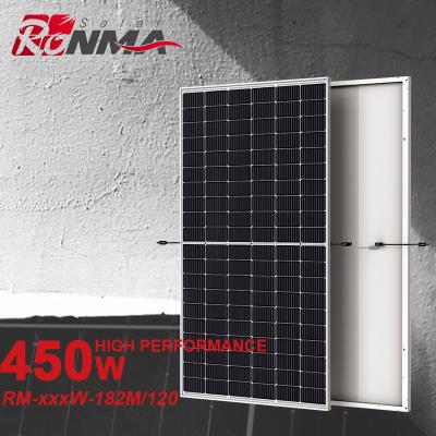 China Hot Sale Portable Home Power System Monocrystalline Battery 450watt 440w 445w Half Cut Ronma Solar Panel 166mmx166mm for sale