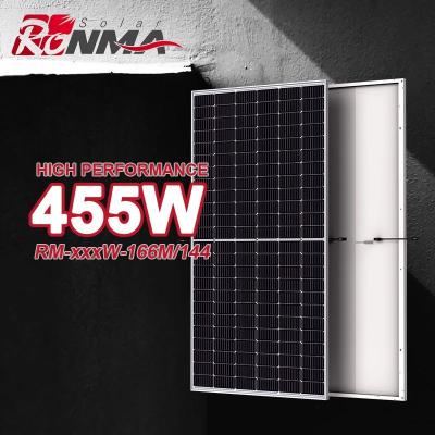 China Mono Rooftop High Power BIS/CE CERT 166-M144-450W Ronma Solar Panel 166mmx166mm for sale