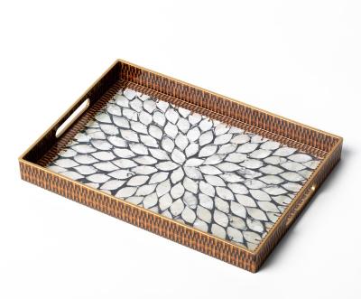 China Sustainable Wholesale Price Luxury Wooden Coffee Serving Tray Trays with Handles for sale