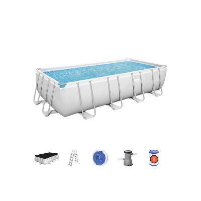 China Steel 58%; PVC 31.4%; AL 0.4%; PE 4%; POM 1.1%; pp 3%; Bestway 56670 Power Steel 16ft x 8in x 48in Rectangular Swimming Above Ground Pool Piscina Fuori Terra for sale