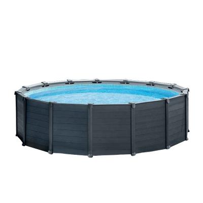 China Easy to Assemble INTEX 26384 15ft 8in x 49in Graphite Gray Panel Metal Frame Swimming Pool Set for sale