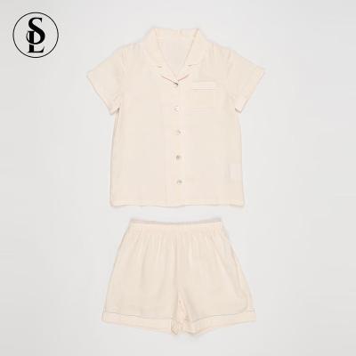 China Thermal 2023 New Design Summer Short Sleeve With Bottoms Girls Sleepwear 100% Canvas Children's Pajama Set for sale