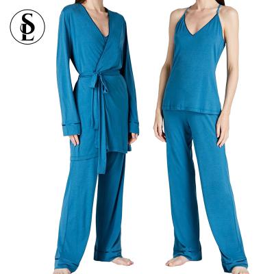 China QUICK DRY Comfy Solid Comfortable Women Lounge Wear Set Cotton Modal 3 Piece Set Ladies Loungewear for sale