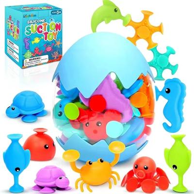 China Toys Suction Bath Toys for Kids - Fine Motor Window Toys, Silicone Ocean Suction Cup Animal Toys with Dinosaur Eggshell, for sale